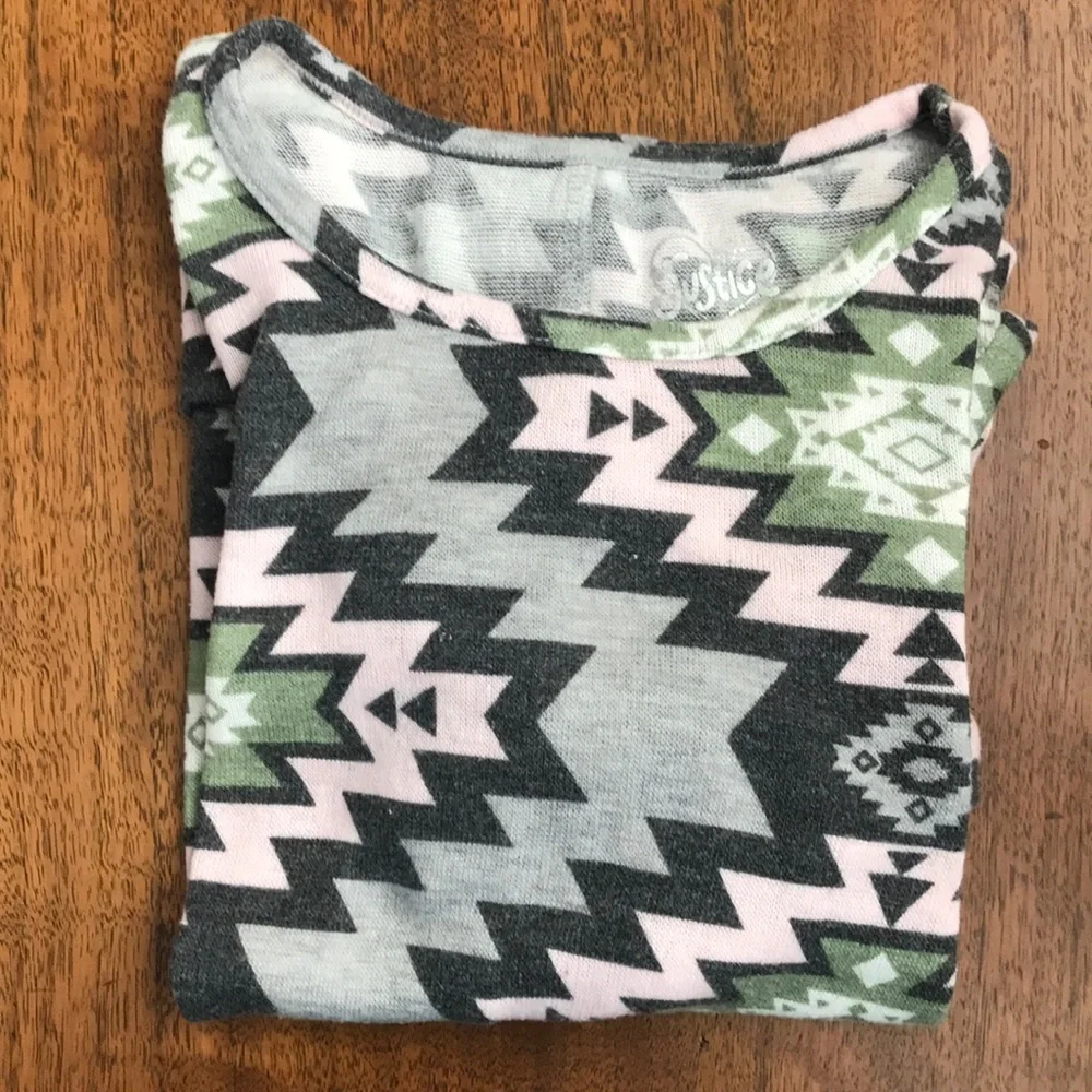 Justice Girl Aztec Pattern Fleece Top
